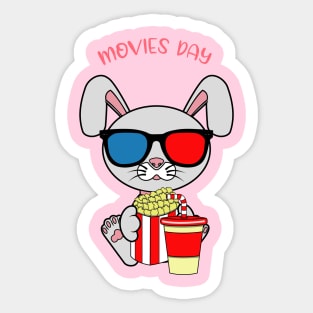 movies and rabbits lover Sticker